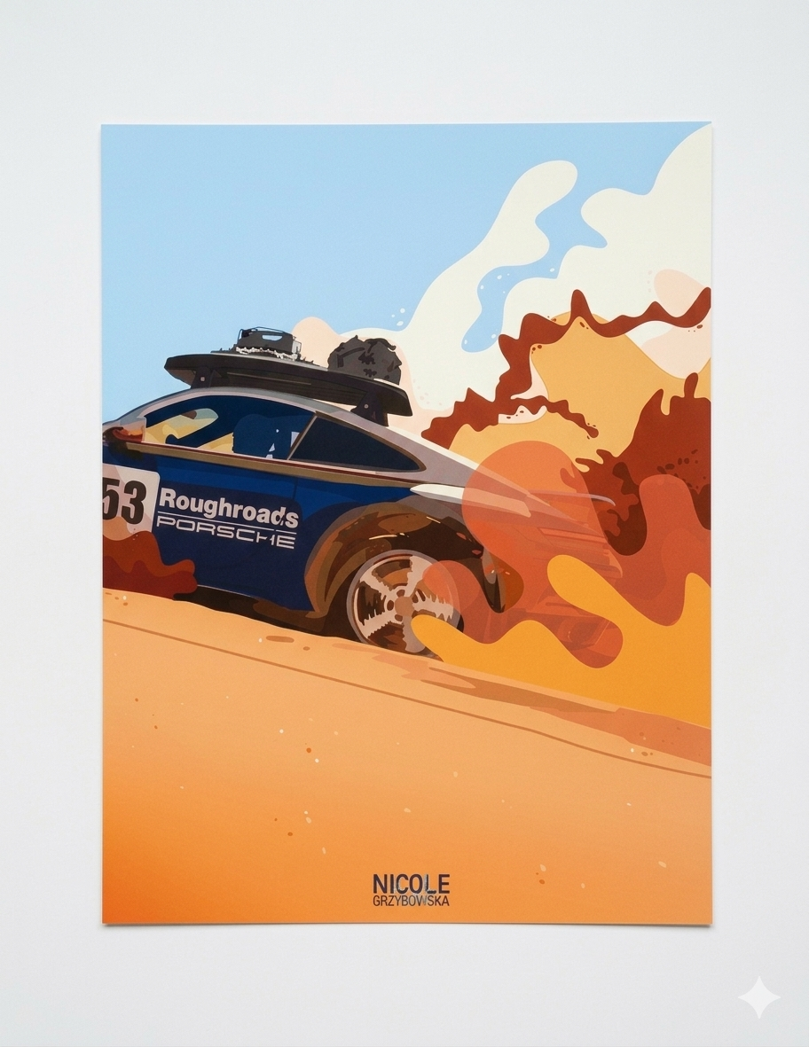 Plakat Porsche 911 Dakar – przygodowa dekoracja ścienna
