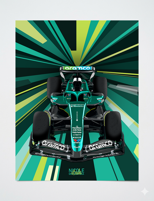 Plakat F1 Aston Martin – minimalistyczny poster motoryzacyjny