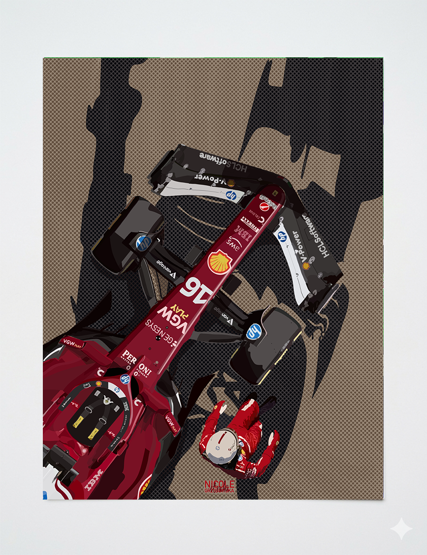 Plakat F1 Ferrari – minimalistyczny poster F1