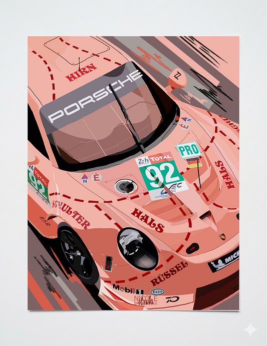 Plakat Porsche 911 RSR Pig – legendarny poster wyścigowy

